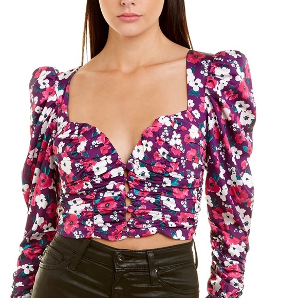 For Love And Lemons Penny Blouse in Fuchsia, Size XSmall - Picture 2 of 16